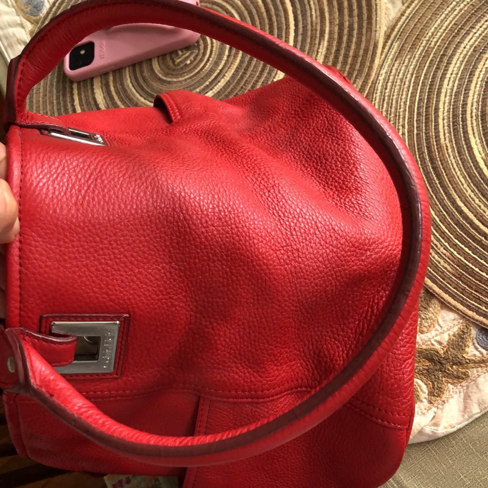 Calvin Klein Red Leather Handbag In Preloved & Gently Used Condition! - Picture 11 of 14